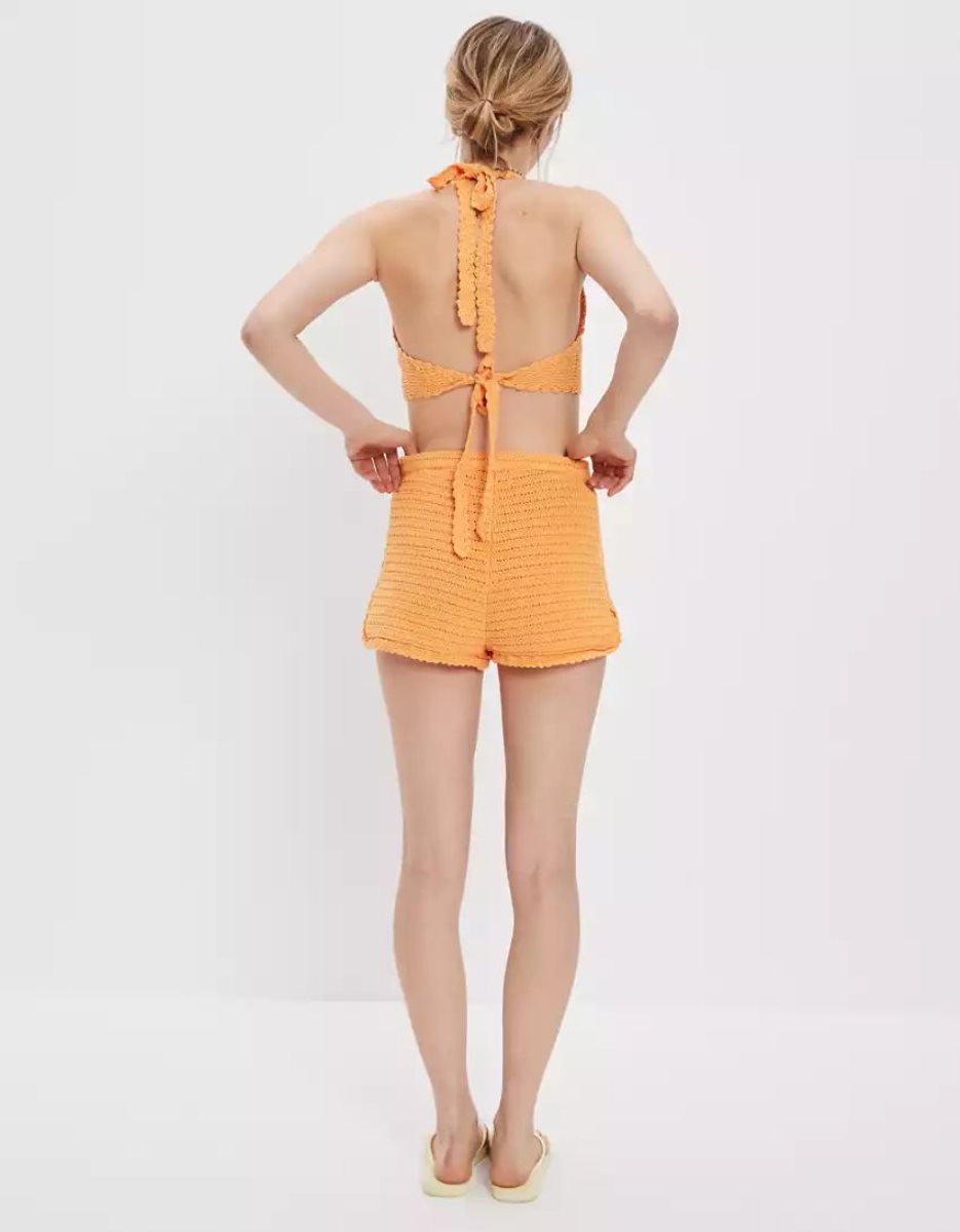 Shorts American Eagle AE Crochet Pull Orange Femme | KGO-29764734